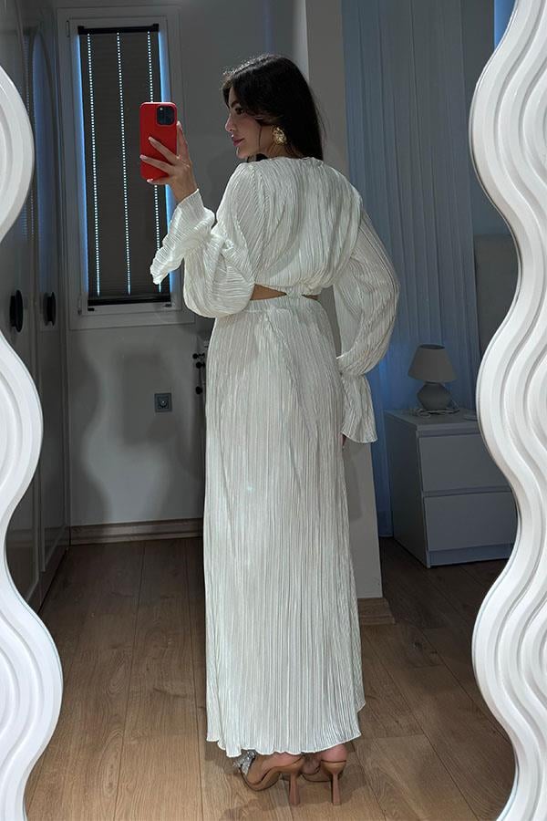 Vanni Kırinkıl Bel Dekolteli Elbise-Ekru