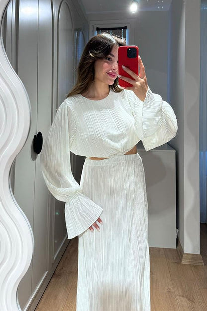 Vanni Kırinkıl Bel Dekolteli Elbise-Ekru