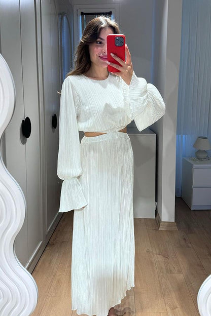 Vanni Kırinkıl Bel Dekolteli Elbise-Ekru