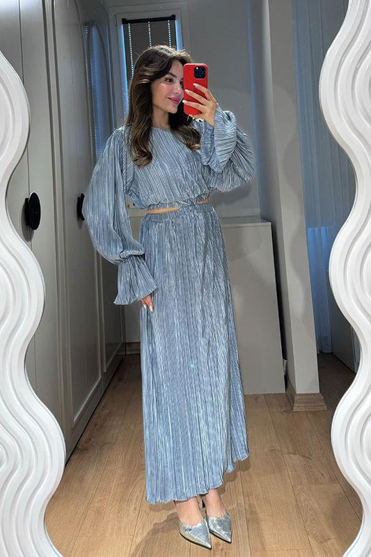 Vanni Kırinkıl Bel Dekolteli Elbise-Gri