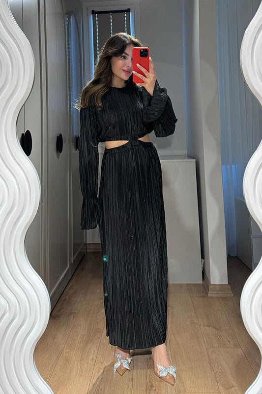 Vanni Kırinkıl Bel Dekolteli Elbise- Siyah