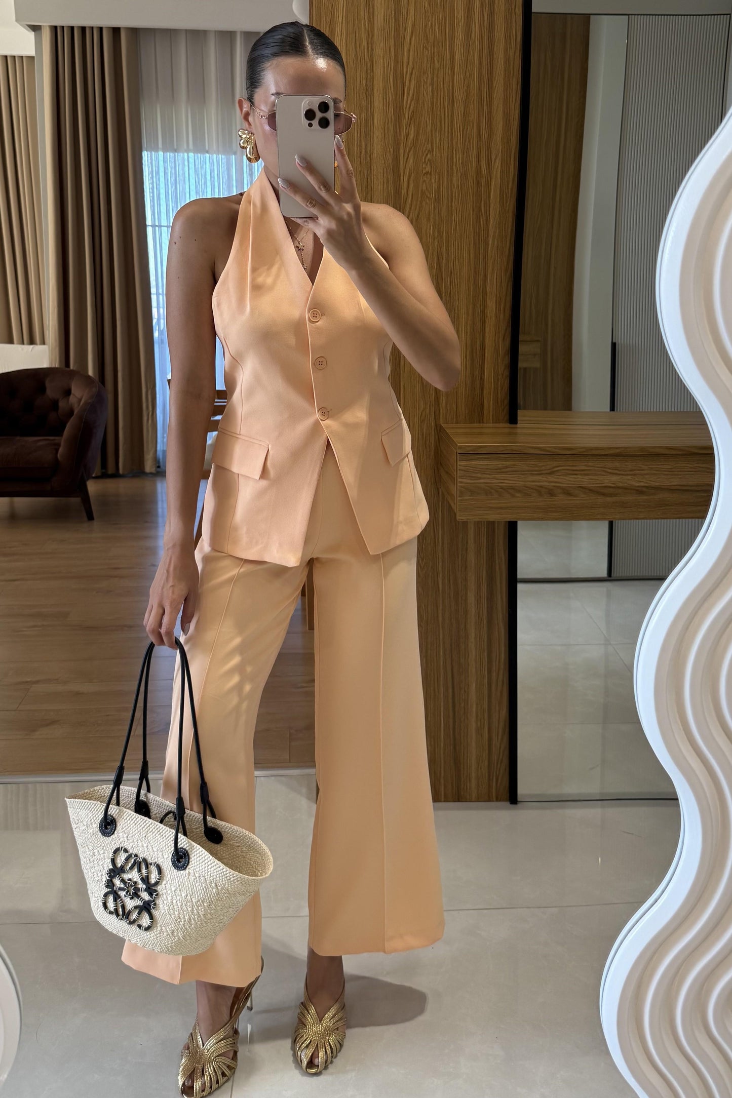 Velora Turuncu Premium Yelekli Takım