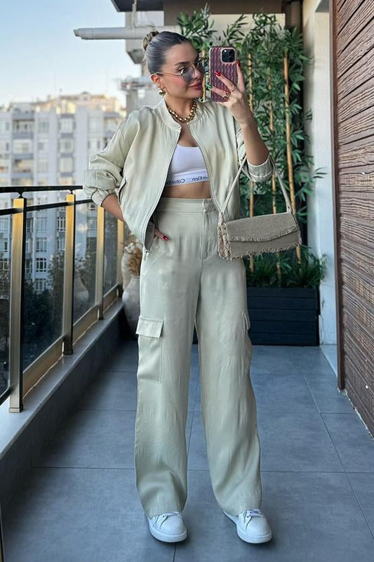 Veness Saten Bomber Ceketli Orjinal Takım