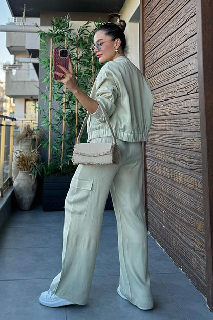 Veness Saten Bomber Ceketli Orjinal Takım