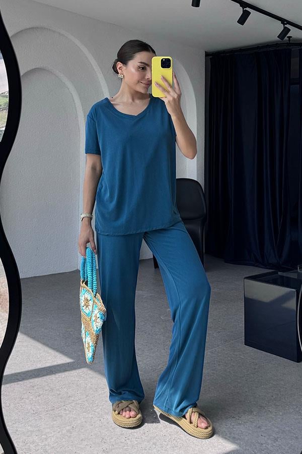 Venti Modal Kumaş Takım -Petrol Mavi