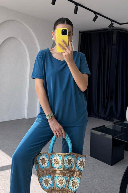 Venti Modal Kumaş Takım -Petrol Mavi