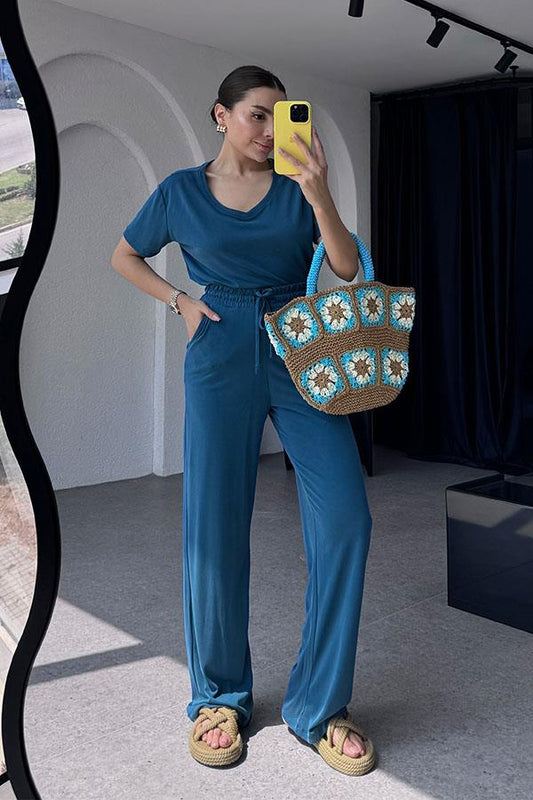 Venti Modal Kumaş Takım -Petrol Mavi