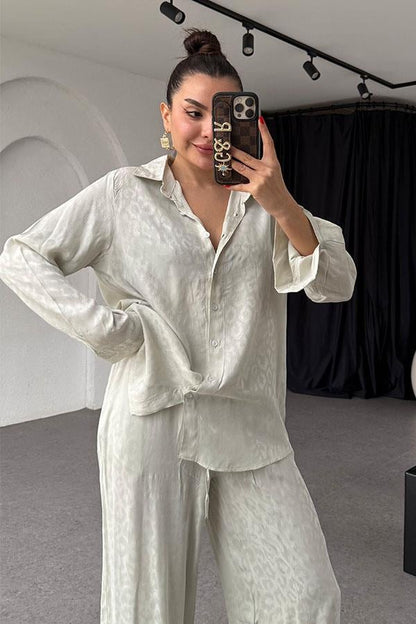 Ventura Ekru Saten Dokulu Takım