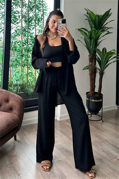 Vermont siyah gömlekli takım