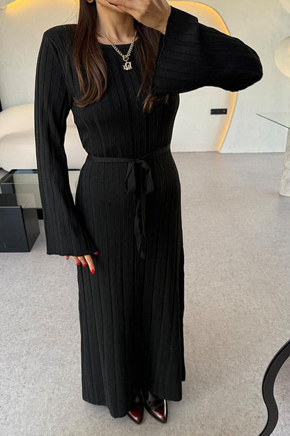 Vespa Bel Kuşaklı Siyah Elbise