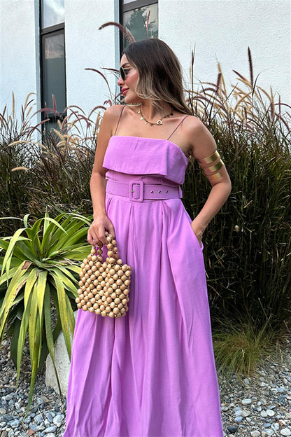 Vest pembe kemerli poplin premium elbise