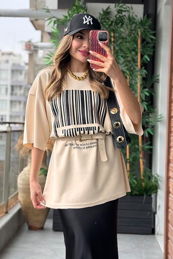 Vıbes Saten Etekli İkili Takım - Krem