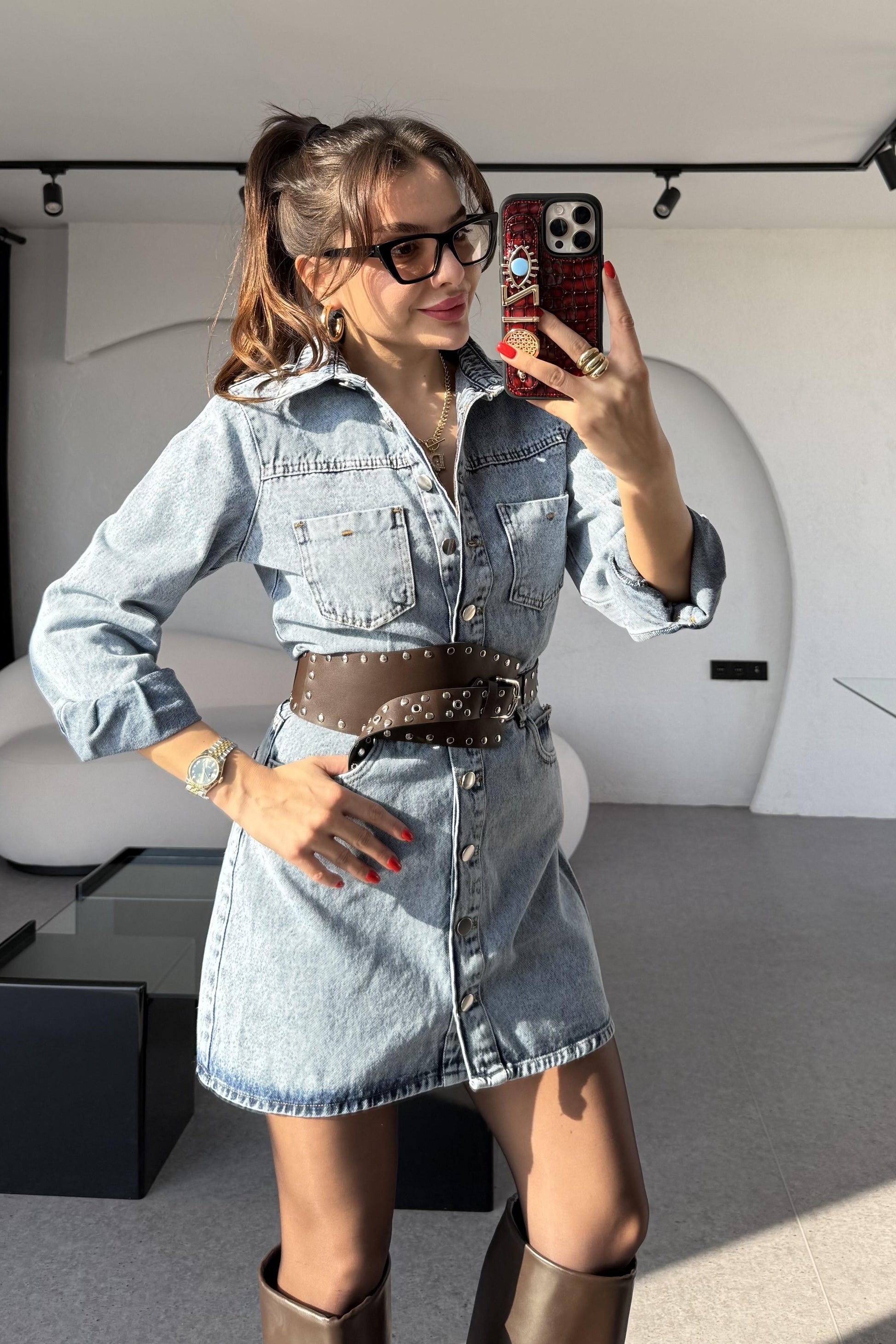 Victoria Lightblue Mini Jean Elbise