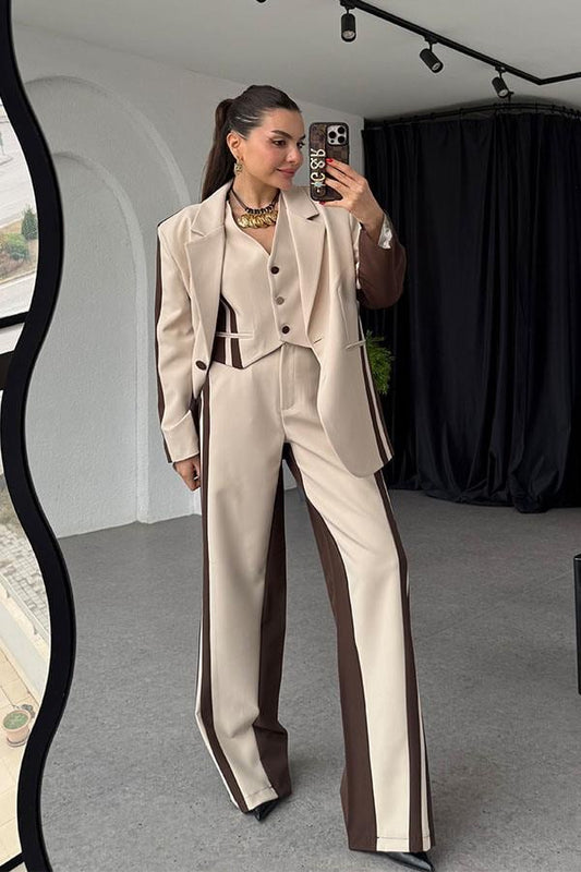 Viennna Kahve-Krem Premium Üçlü Takım