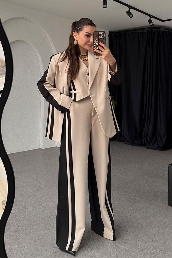 Viennna Siyah-Krem Premium Üçlü Takım