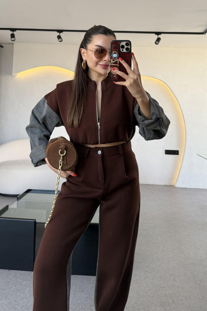 Vierce Kot Karışımlı Acı Kahve Şardonlu Takım