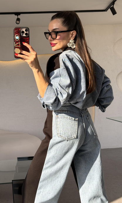 Vierce Kot Karışımlı Siyah Şardonlu Takım