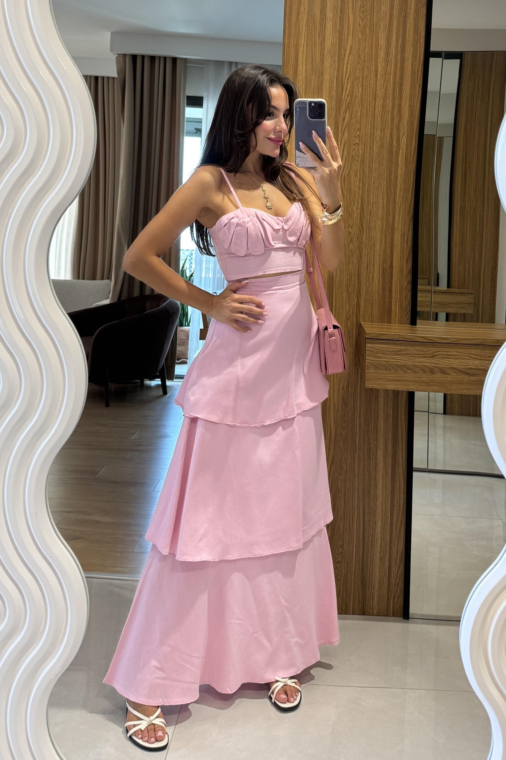 Vietnam Kat Etekli Pembe İkili Takım