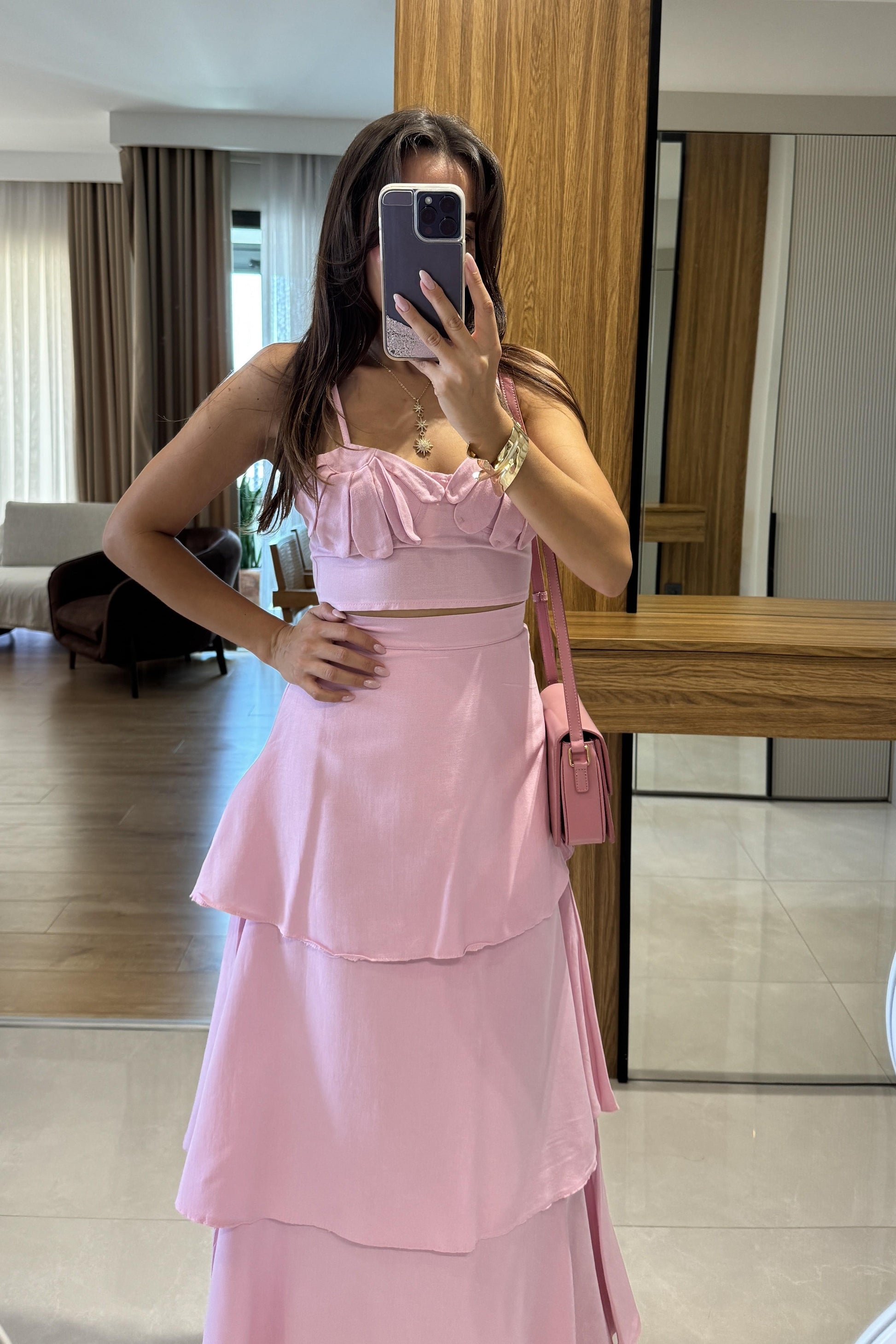 Vietnam Kat Etekli Pembe İkili Takım