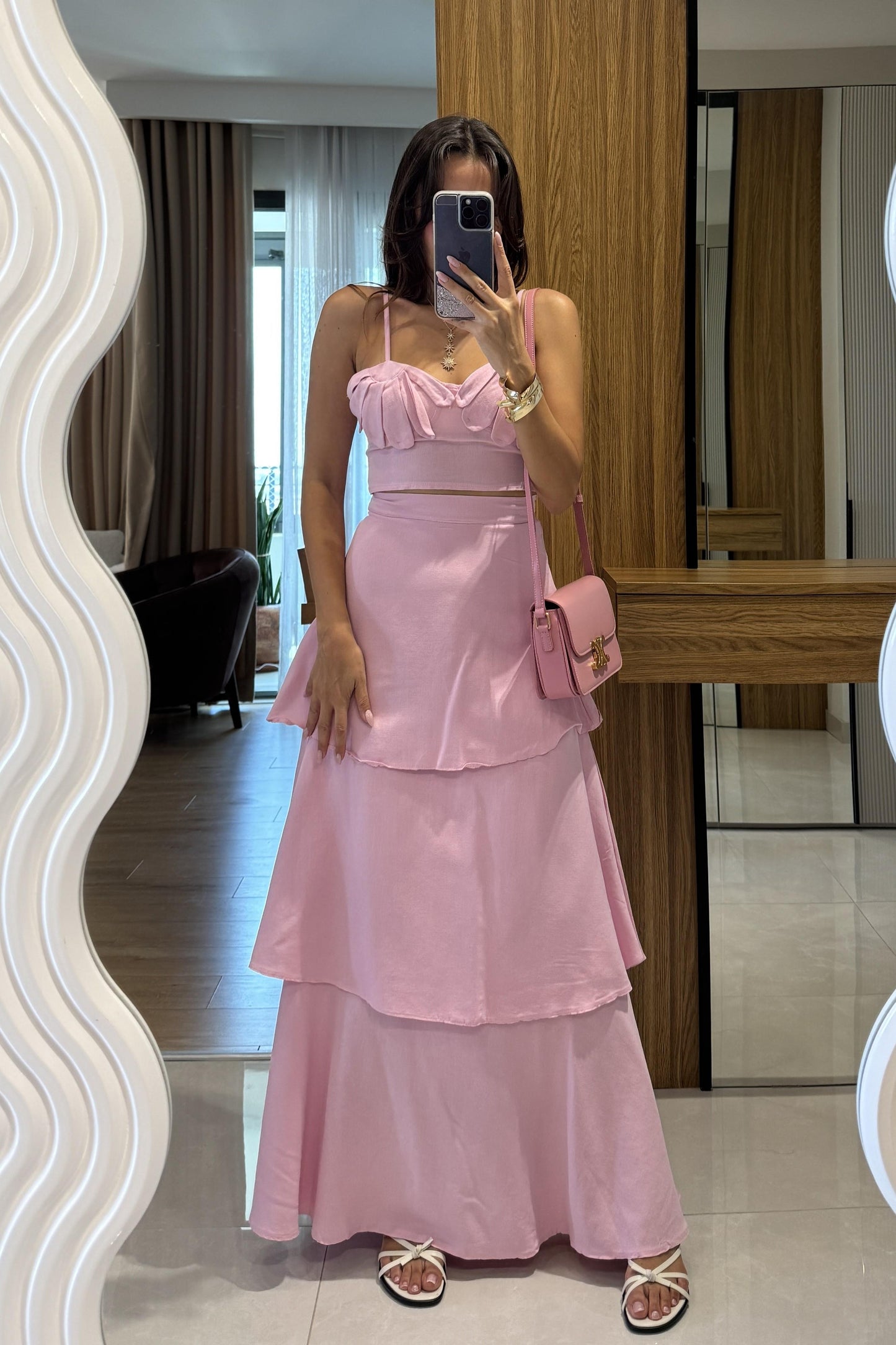 Vietnam Kat Etekli Pembe İkili Takım