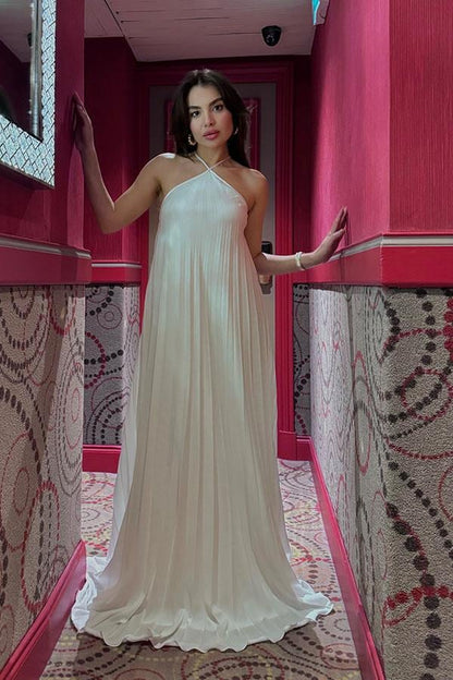 Violeta Piliseli Çapraz Askılı Elbise