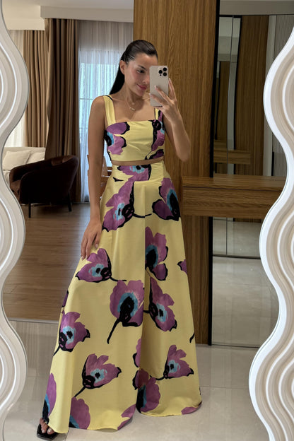 Vistavie Mor Çiçek Desen Etekli Takım