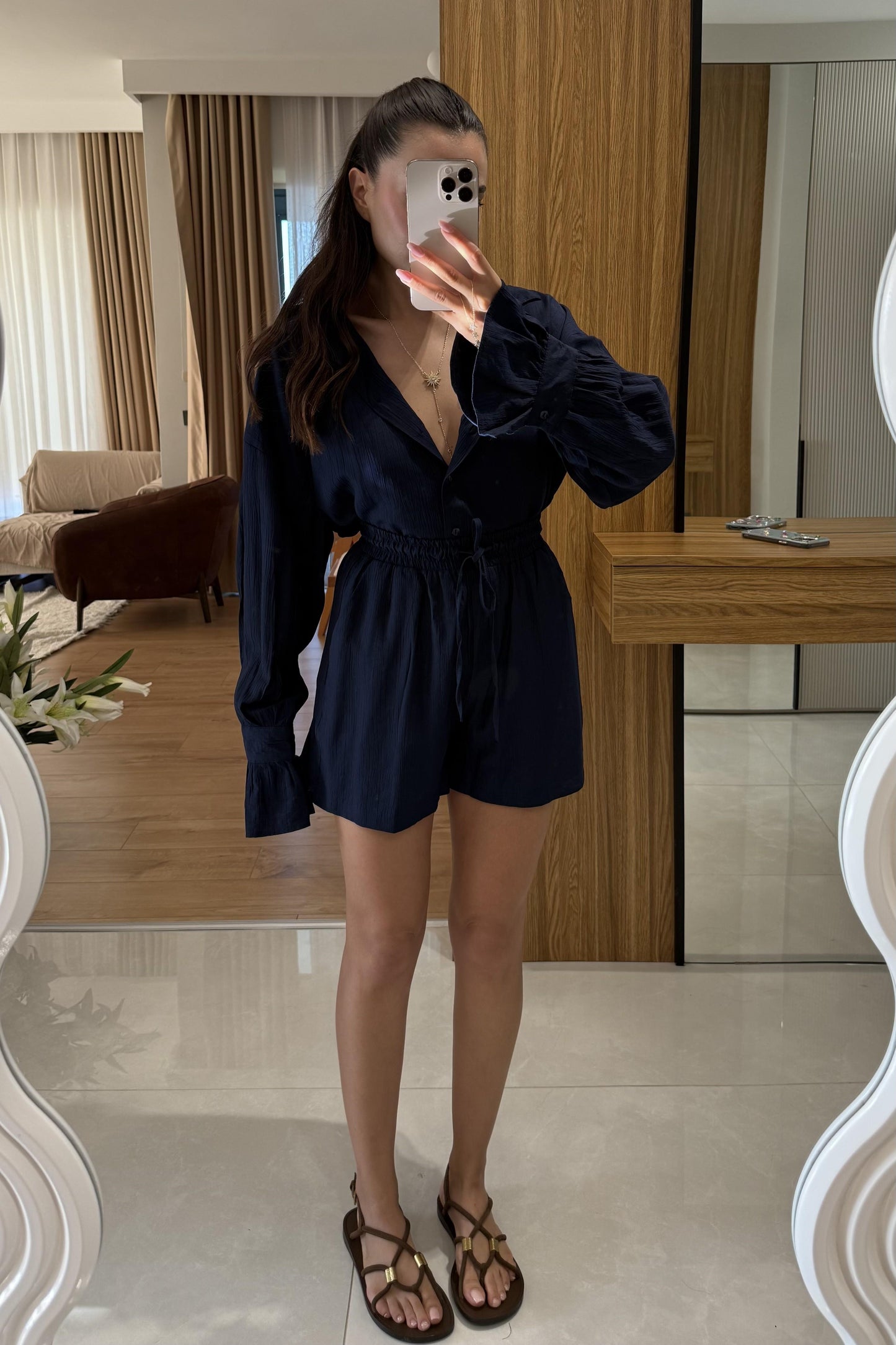 Vitoria Lacivert İspanyol Kol Şortlu Takım