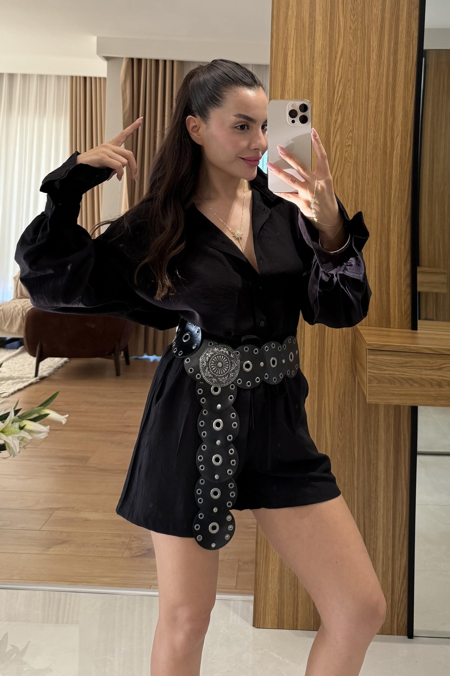 Vitoria Siyah İspanyol Kol Şortlu Takım