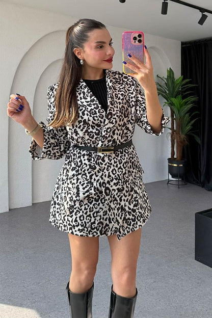 Voca Leopar Blazer Ceket