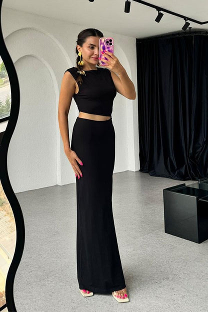 Wanda Bel Dekolteli Kalem Elbise