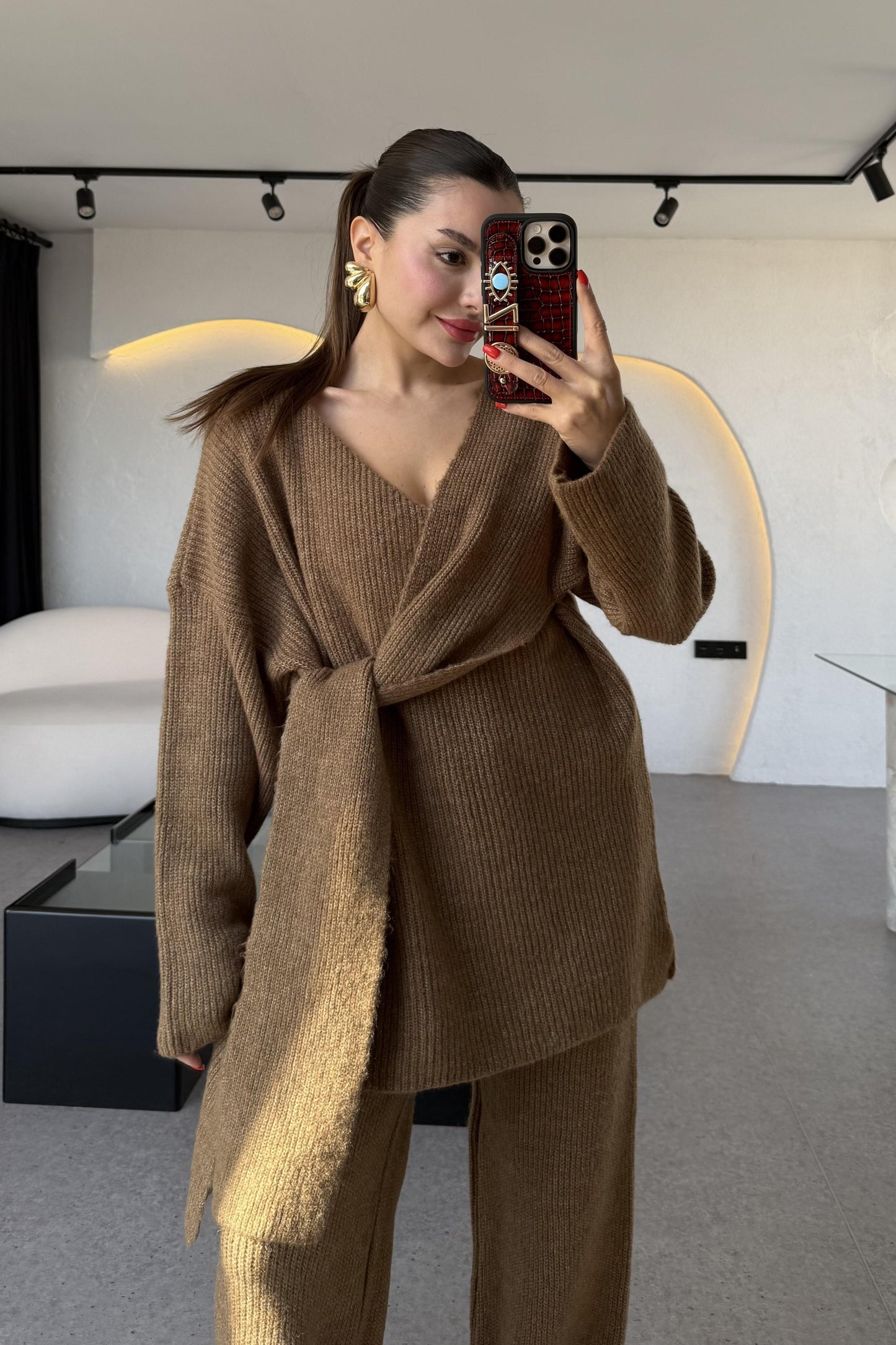 Warner Tarçın Yandan Bağlamalı Triko Takım