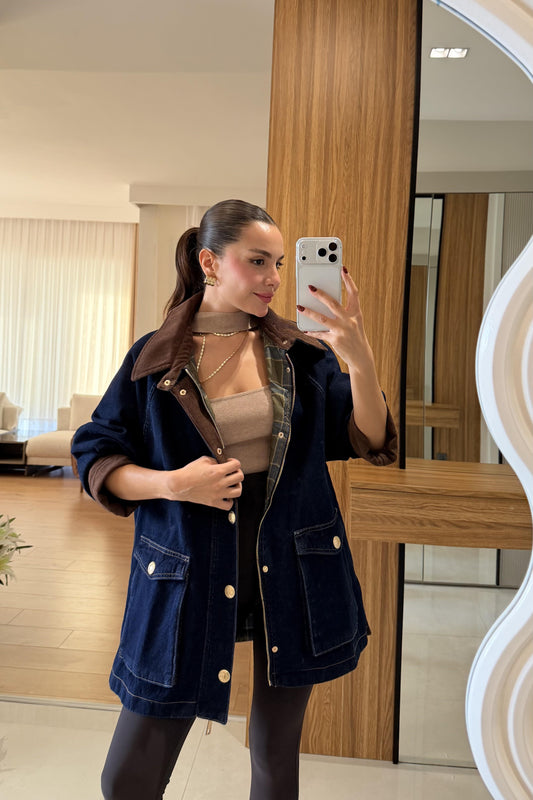 Weston Ekose Astarlı Denim Ceket