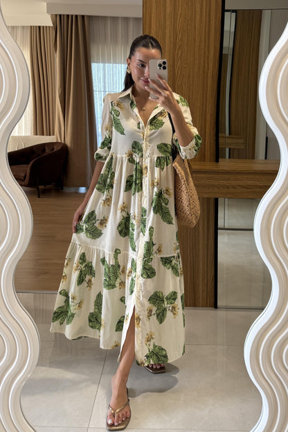 Wilford Yaprak Desen Elbise