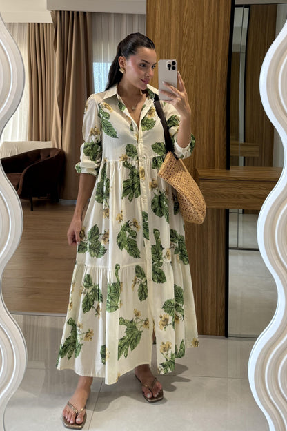 Wilford Yaprak Desen Elbise