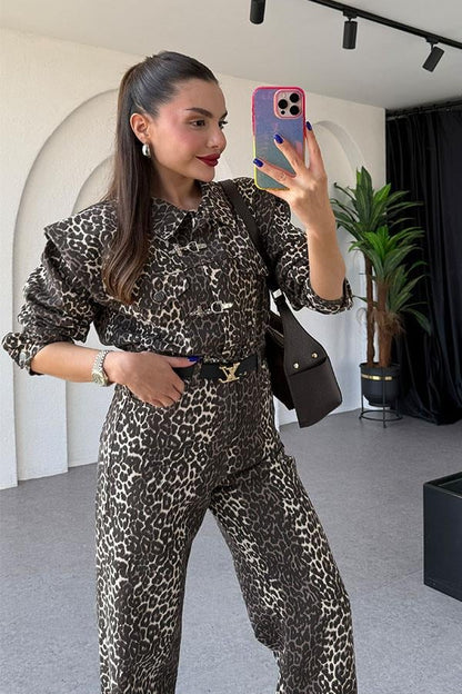 Wilhel Vatkalı Leopar Denim Takım