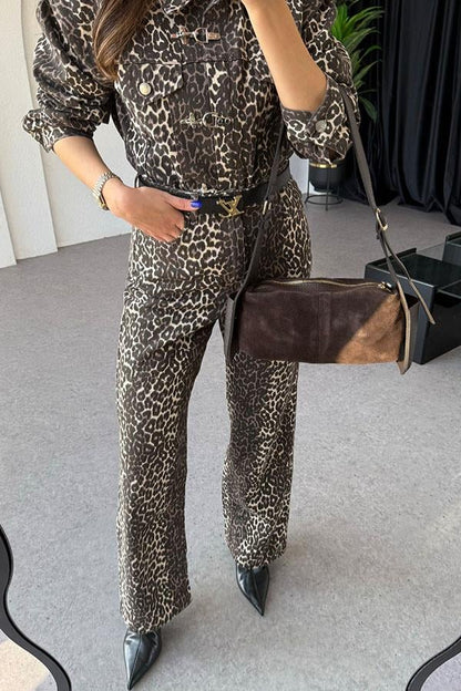 Wilhel Vatkalı Leopar Denim Takım