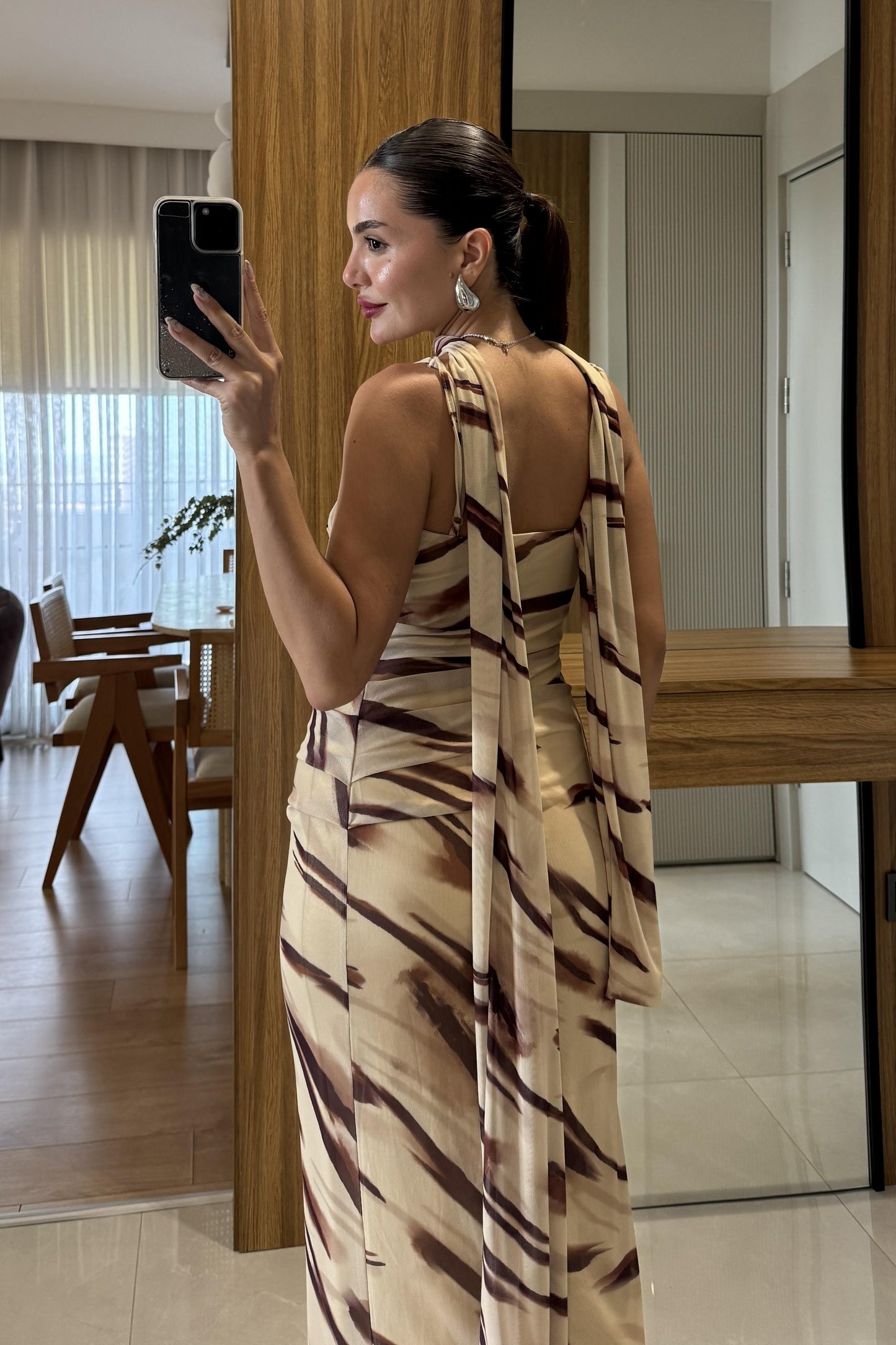 Wilson Zebra Şal Detay Astarlı Elbise