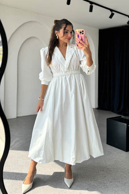 Wolare beyaz premium balon elbise