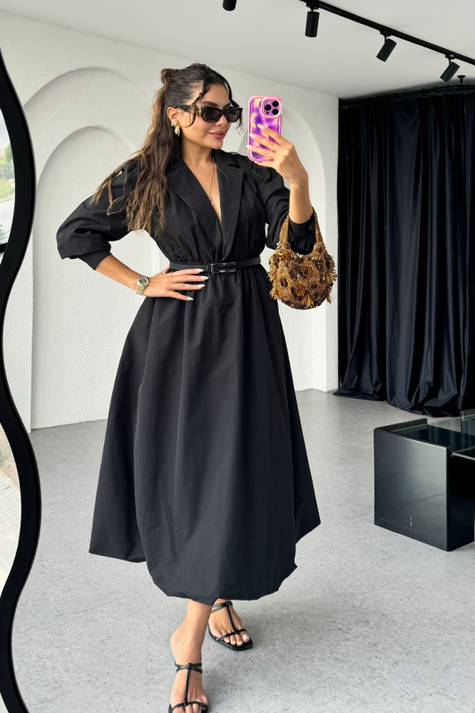 Wolare siyah premium balon elbise