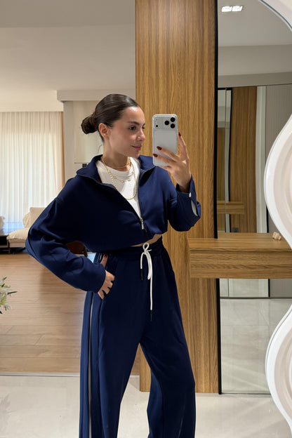 Yamore Lacivert Kenar Detaylı Modal Takım