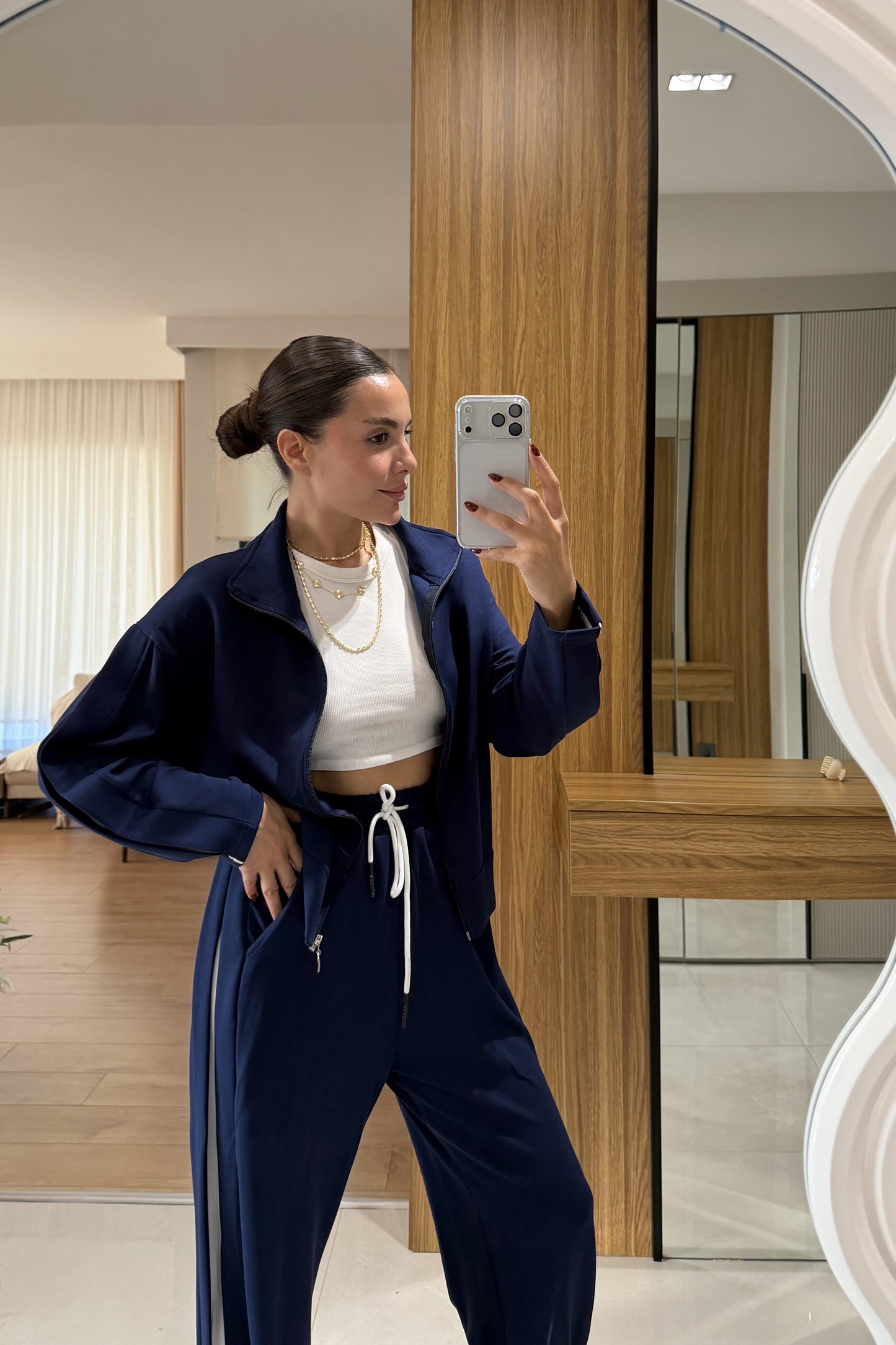 Yamore Lacivert Kenar Detaylı Modal Takım