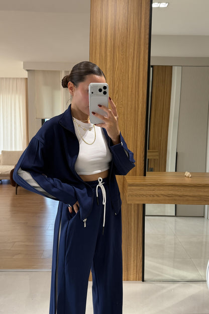 Yamore Lacivert Kenar Detaylı Modal Takım