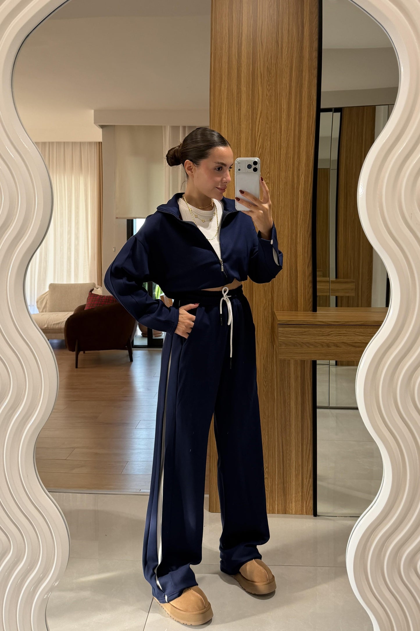 Yamore Lacivert Kenar Detaylı Modal Takım