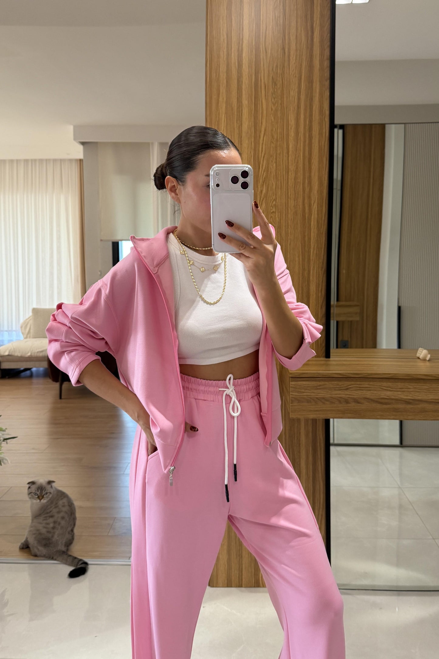 Yamore Pembe Kenar Detaylı Modal Takım