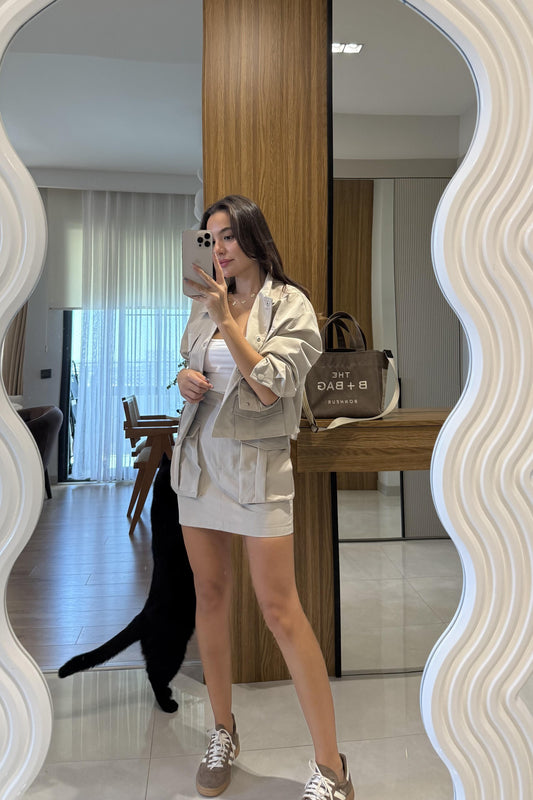 Yesenia Taş Gabardin Tensel Cepli Takım