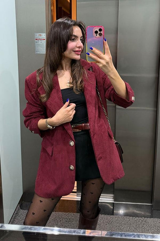 Ysabella Bordo Kadife Ceket