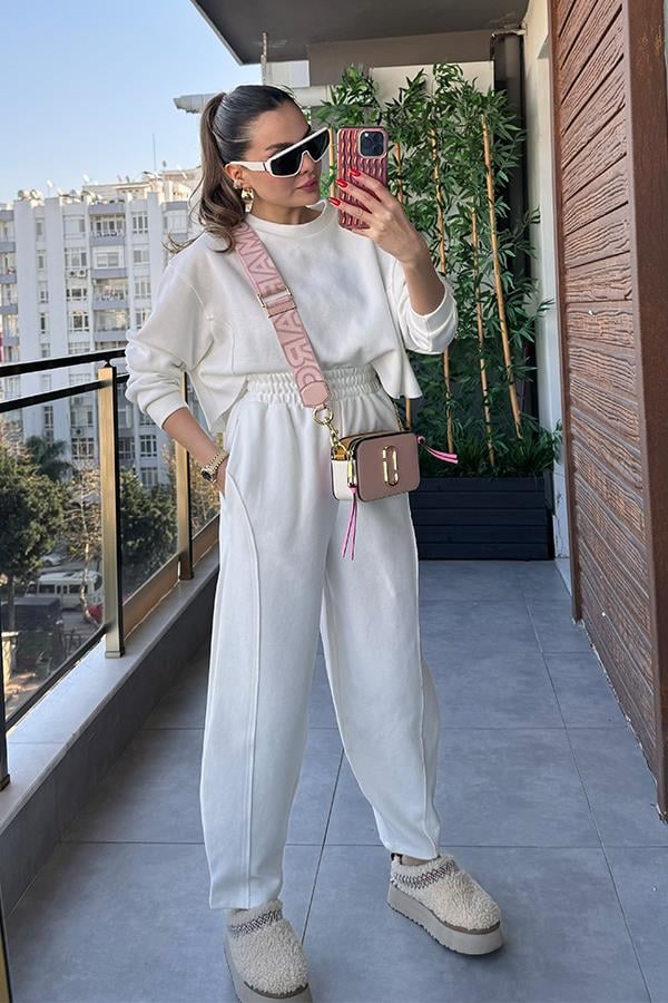 Yuna Fitilli Beyaz Takım