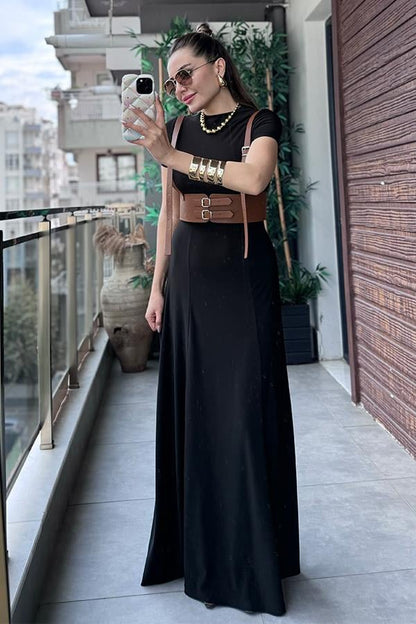 Zalia Geniş Etekli Uzun Elbise