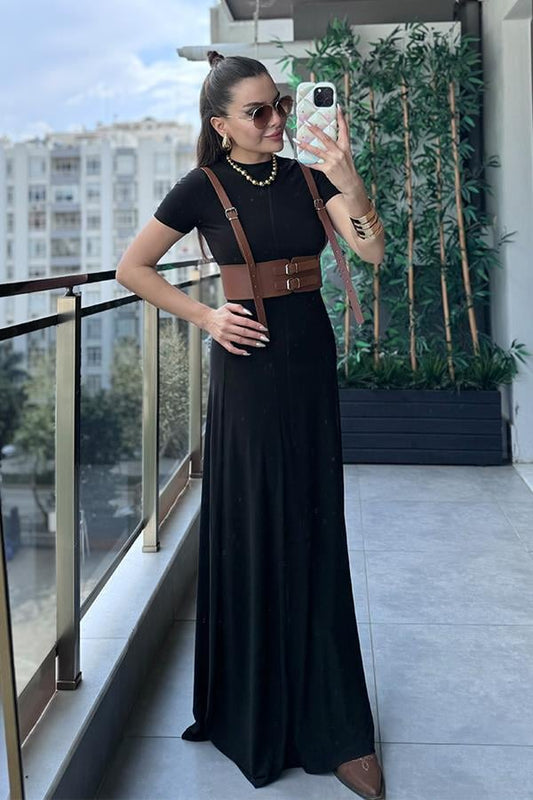 Zalia Geniş Etekli Uzun Elbise