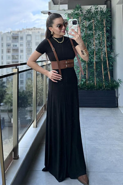 Zalia Geniş Etekli Uzun Elbise